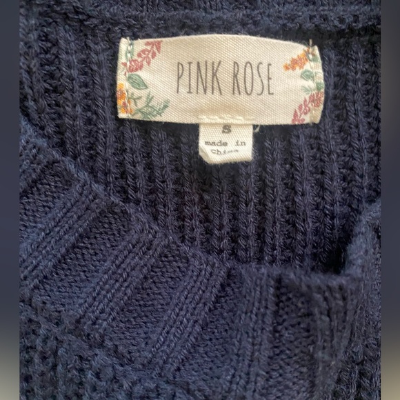 PINK ROSE SWEATER BLUE AND WHITE STRIPES SIZE SMALL - Picture 3 of 7